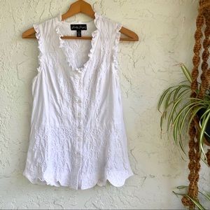 Gretty Zueger white embroidered stretch tank